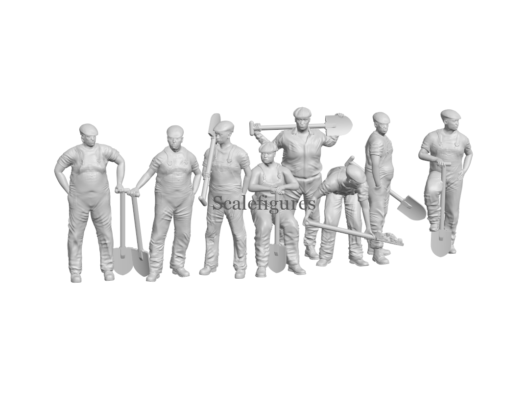 Workers with shovels & spades – Scale Figures